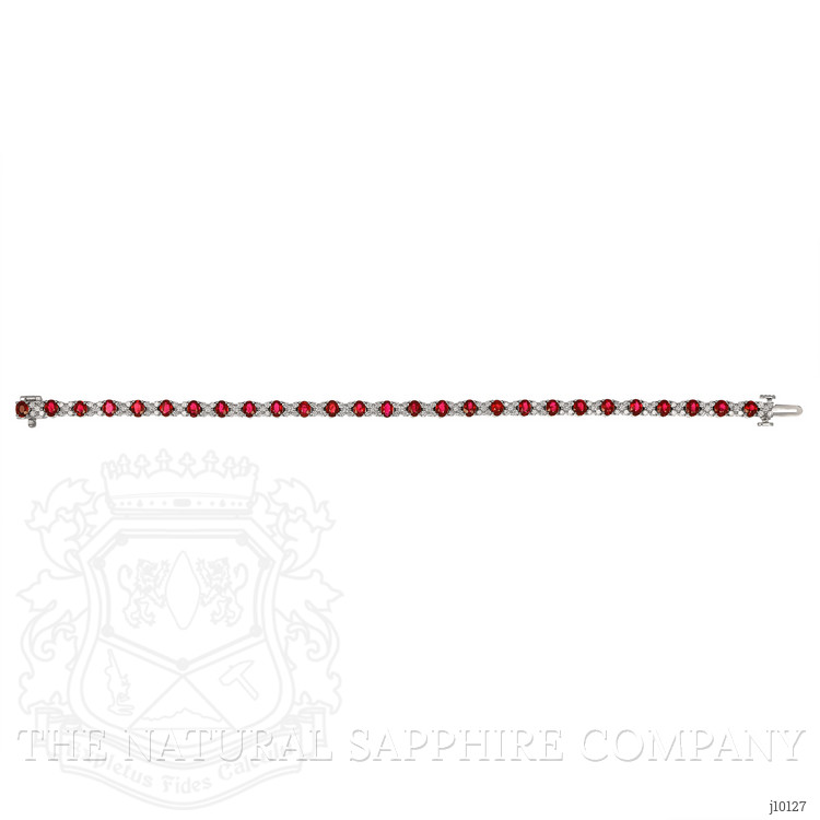 5.02 Ct.Tw. Ruby Natural Diamond Pave Bracelet, 18K White Gold