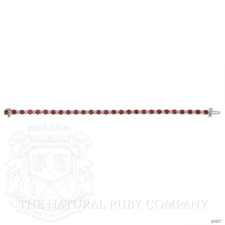 5.02 Ct.Tw. Ruby Natural Diamond Pave Bracelet, 18K White Gold