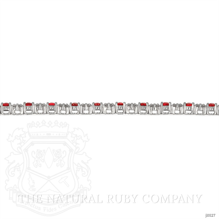 5.02 Ct.Tw. Ruby Natural Diamond Pave Bracelet, 18K White Gold