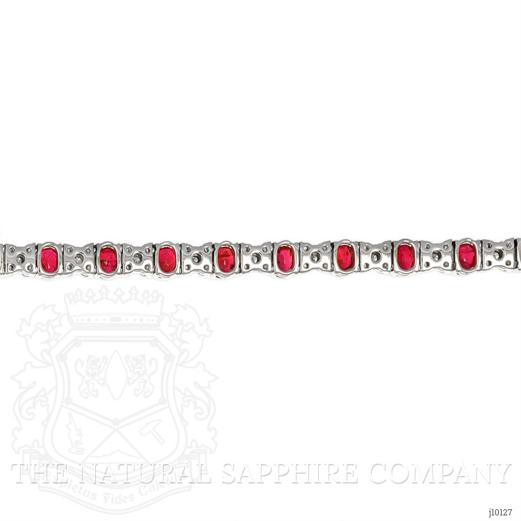 5.02 Ct.Tw. Ruby Natural Diamond Pave Bracelet, 18K White Gold