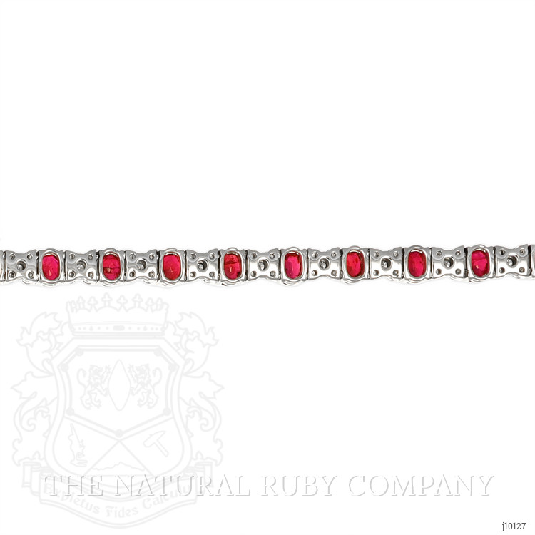 5.02 Ct.Tw. Ruby Natural Diamond Pave Bracelet, 18K White Gold