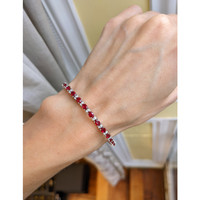 5.02 Ct.Tw. Ruby Natural Diamond Pave Bracelet, 18K White Gold Life Style