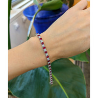 5.02 Ct.Tw. Ruby Natural Diamond Pave Bracelet, 18K White Gold Life Style