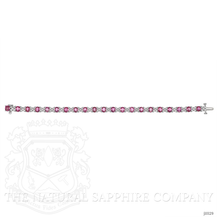 8.25 Ct.Tw. Pink Sapphire and Natural Diamond Pave Bracelet, 18K White Gold