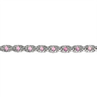 8.25 Ct.Tw. Pink Sapphire and Natural Diamond Pave Bracelet, 18K White Gold Image