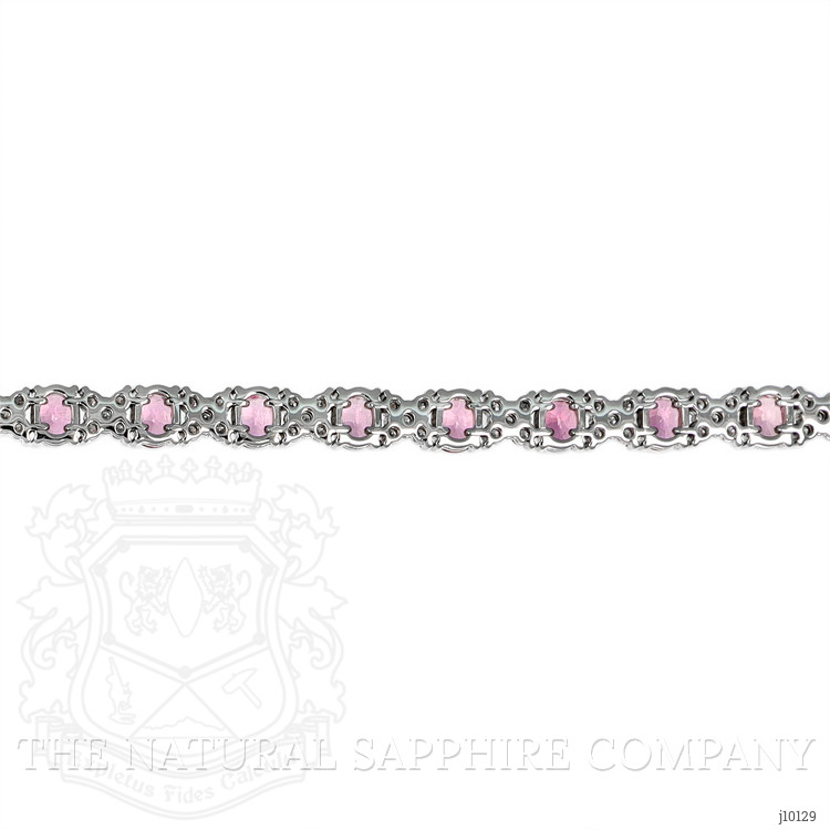 8.25 Ct.Tw. Pink Sapphire and Natural Diamond Pave Bracelet, 18K White Gold