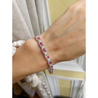 8.25 Ct.Tw. Pink Sapphire and Natural Diamond Pave Bracelet, 18K White Gold Life Style