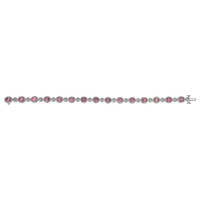 6.15 Ct.Tw. Pink Sapphire and Natural Diamond Pave Bracelet, 18K White Gold Image
