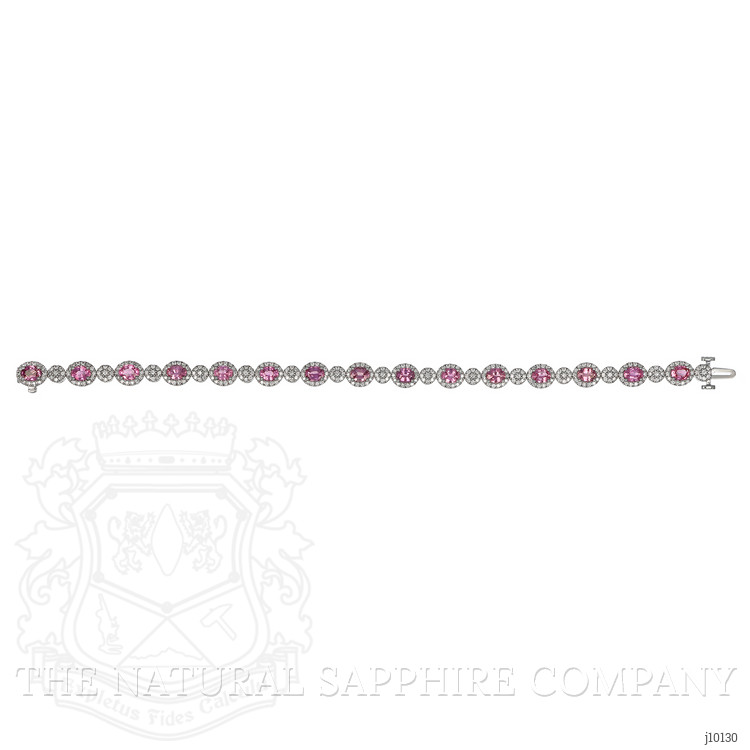6.15 Ct.Tw. Pink Sapphire and Natural Diamond Pave Bracelet, 18K White Gold