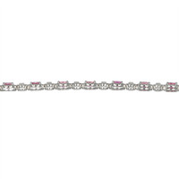 6.15 Ct.Tw. Pink Sapphire and Natural Diamond Pave Bracelet, 18K White Gold Image