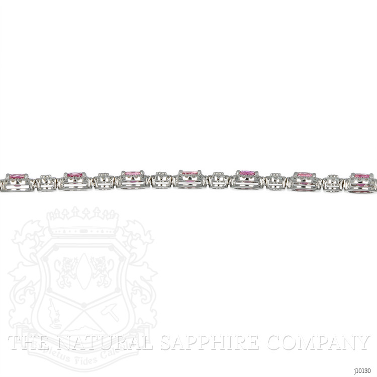6.15 Ct.Tw. Pink Sapphire and Natural Diamond Pave Bracelet, 18K White Gold
