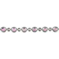 6.15 Ct.Tw. Pink Sapphire and Natural Diamond Pave Bracelet, 18K White Gold Image