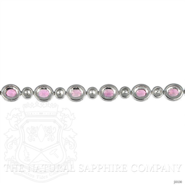 6.15 Ct.Tw. Pink Sapphire and Natural Diamond Pave Bracelet, 18K White Gold