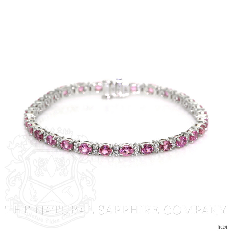 6.17 Ct.Tw. Pink Sapphire and Natural Diamond Pave Bracelet, 18K White Gold