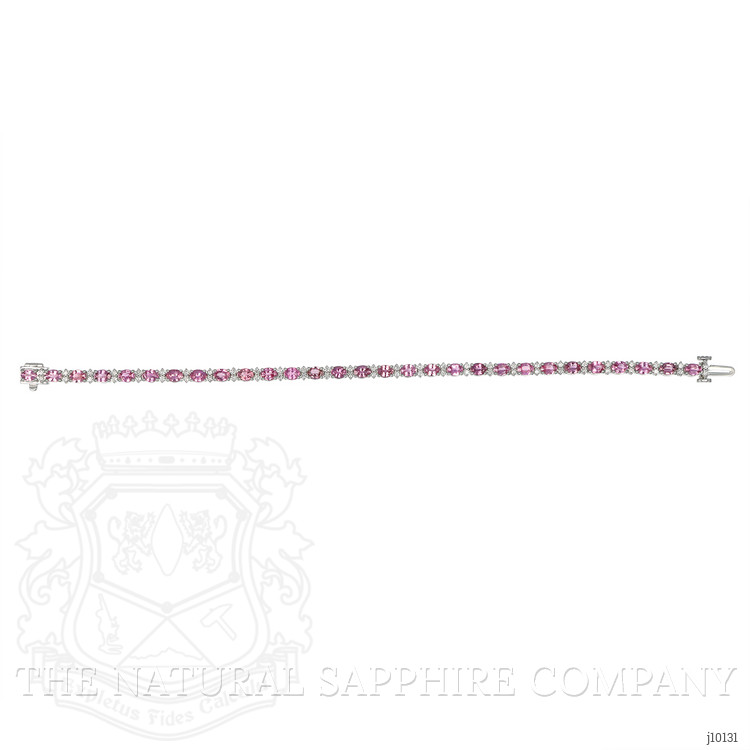 6.17 Ct.Tw. Pink Sapphire and Natural Diamond Pave Bracelet, 18K White Gold