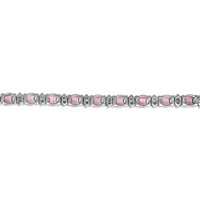 6.17 Ct.Tw. Pink Sapphire and Natural Diamond Pave Bracelet, 18K White Gold Image