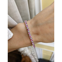 6.17 Ct.Tw. Pink Sapphire and Natural Diamond Pave Bracelet, 18K White Gold Life Style