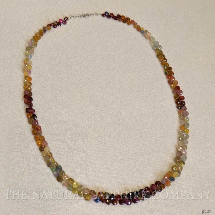 214.27 Ct. Multi Color Sapphire Multi Stone Necklace, 14K White Gold