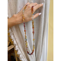 214.27 Ct. Multi Color Sapphire Multi Stone Necklace, 14K White Gold Life Style