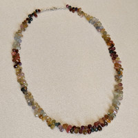 189.93 Ct. Multi Color Sapphire Multi Stone Necklace, 14K White Gold Life Style
