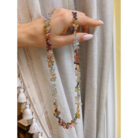 189.93 Ct. Multi Color Sapphire Multi Stone Necklace, 14K White Gold Life Style