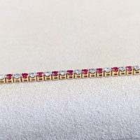 1.08 Ct.Tw. Ruby Natural Diamond Tennis/Line Bracelet, 14K Yellow Gold Image