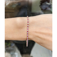 1.08 Ct.Tw. Ruby Natural Diamond Tennis/Line Bracelet, 14K Yellow Gold Life Style