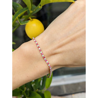 1.08 Ct.Tw. Ruby Natural Diamond Tennis/Line Bracelet, 14K Yellow Gold Life Style