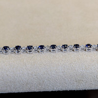 2.54 Ct.Tw. Blue Sapphire and Natural Diamond Tennis/Line Bracelet, 14K White Gold Image