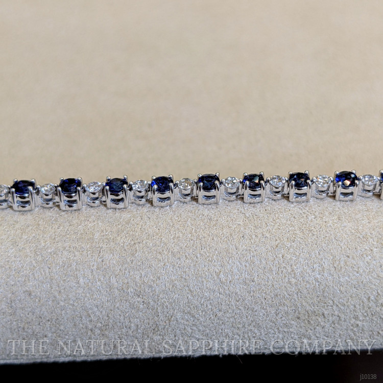 2.54 Ct.Tw. Blue Sapphire and Natural Diamond Tennis/Line Bracelet, 14K White Gold