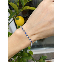2.54 Ct.Tw. Blue Sapphire and Natural Diamond Tennis/Line Bracelet, 14K White Gold Life Style