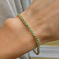 1.41 Ct.Tw. Emerald Tennis/Line Bracelet, 14K Yellow Gold Image