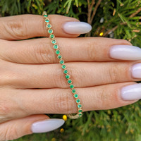 1.41 Ct.Tw. Emerald Tennis/Line Bracelet, 14K Yellow Gold Life Style
