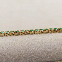 1.41 Ct.Tw. Emerald Tennis/Line Bracelet, 14K Yellow Gold Life Style