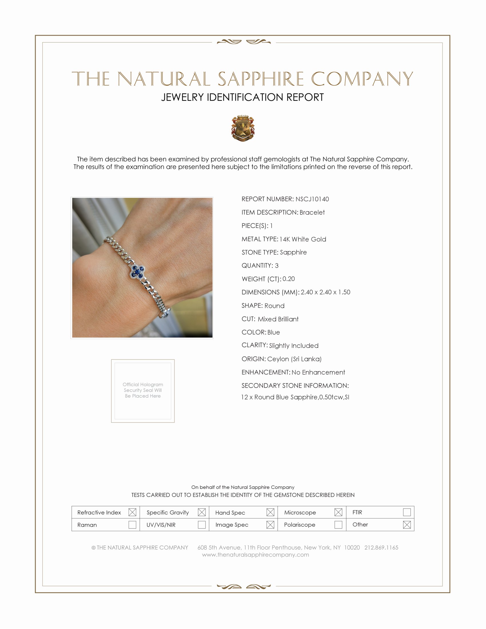 0.20 Ct.Tw. Blue Sapphire Accent Stones Bracelet, 14K White Gold