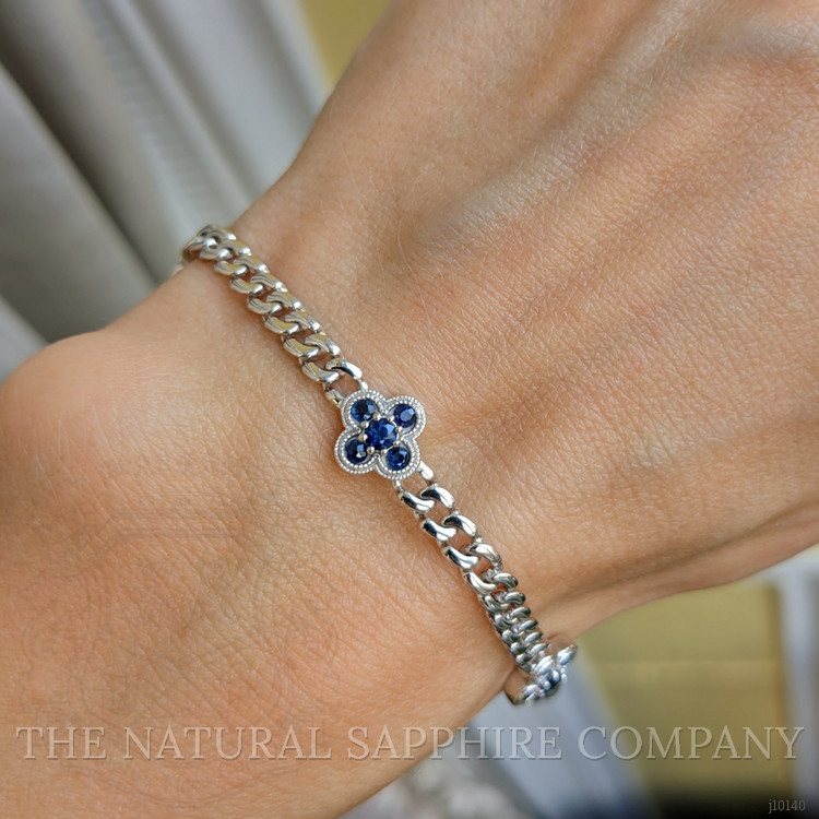0.20 Ct.Tw. Blue Sapphire Accent Stones Bracelet, 14K White Gold