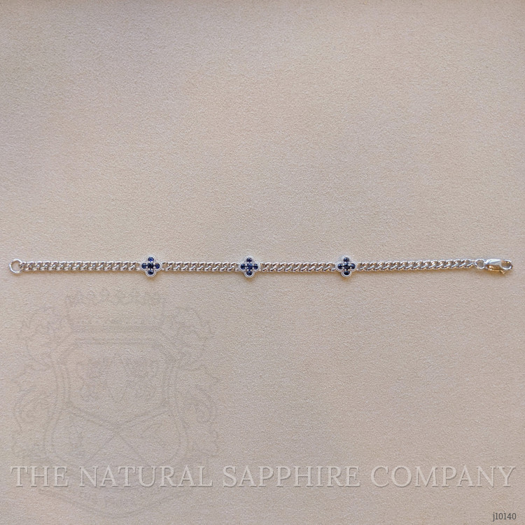 0.20 Ct.Tw. Blue Sapphire Accent Stones Bracelet, 14K White Gold