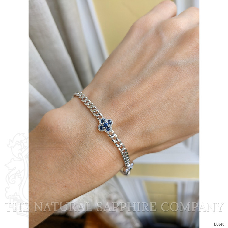 0.20 Ct.Tw. Blue Sapphire Accent Stones Bracelet, 14K White Gold