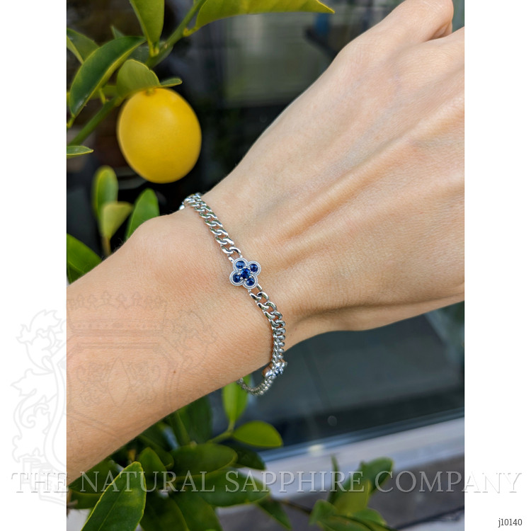 0.20 Ct.Tw. Blue Sapphire Accent Stones Bracelet, 14K White Gold