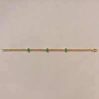 0.14 Ct.Tw. Emerald Emerald Accent Stones Bracelet, 14K Yellow Gold Image