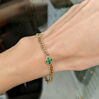 0.14 Ct.Tw. Emerald Emerald Accent Stones Bracelet, 14K Yellow Gold Life Style
