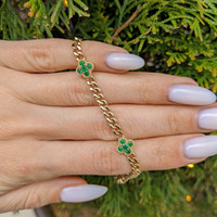 0.14 Ct.Tw. Emerald Emerald Accent Stones Bracelet, 14K Yellow Gold Life Style