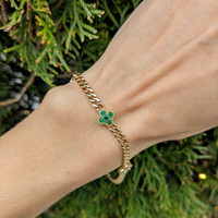 0.14 Ct.Tw. Emerald Emerald Accent Stones Bracelet, 14K Yellow Gold Life Style