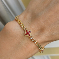 0.25 Ct.Tw. Ruby Ruby Accent Stones Bracelet, 14K Yellow Gold Image