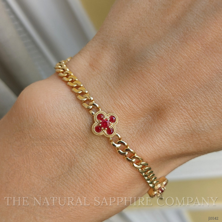 0.25 Ct.Tw. Ruby Ruby Accent Stones Bracelet, 14K Yellow Gold