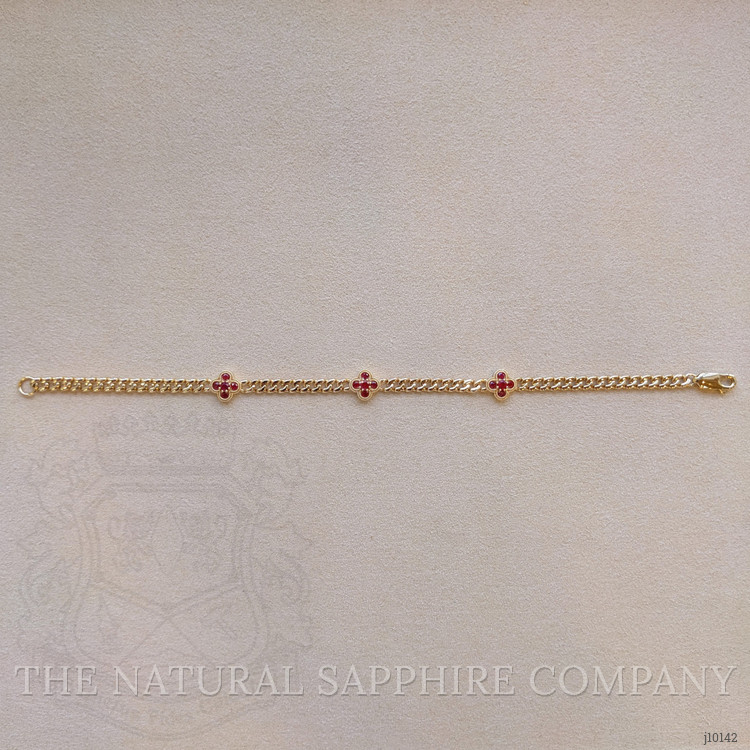 0.25 Ct.Tw. Ruby Ruby Accent Stones Bracelet, 14K Yellow Gold