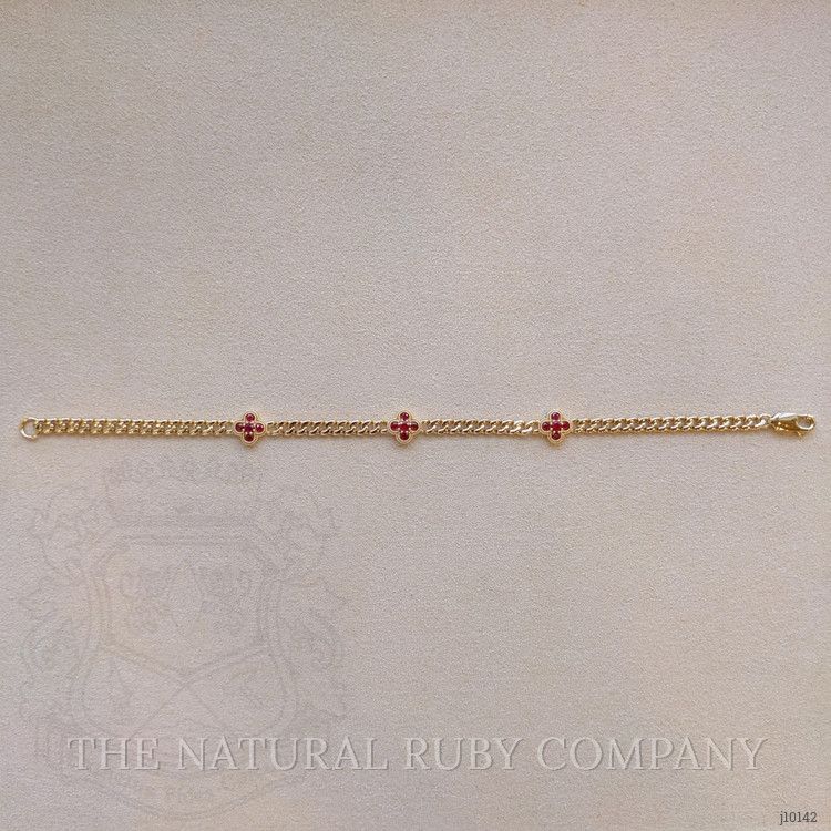 0.25 Ct.Tw. Ruby Ruby Accent Stones Bracelet, 14K Yellow Gold
