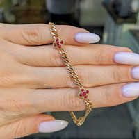 0.25 Ct.Tw. Ruby Ruby Accent Stones Bracelet, 14K Yellow Gold Life Style