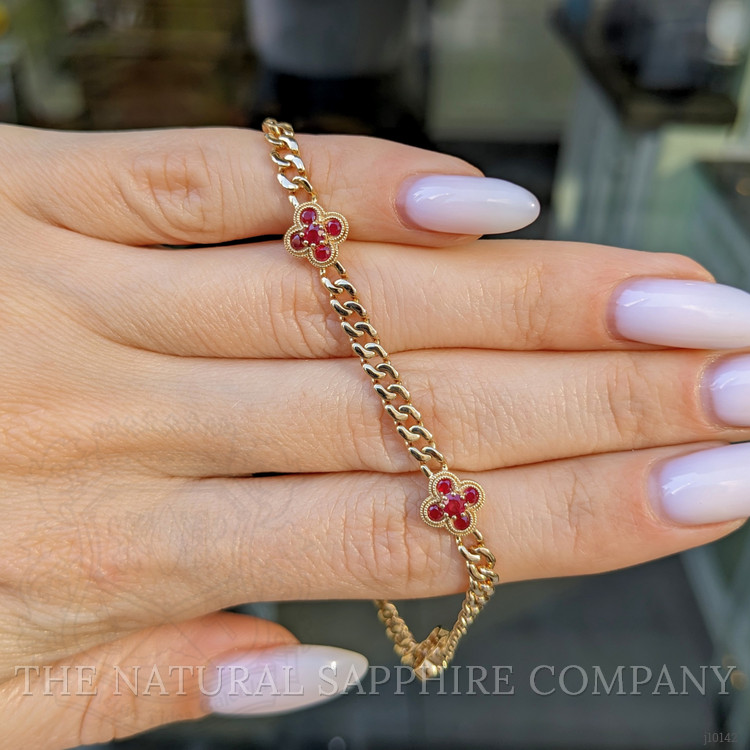 0.25 Ct.Tw. Ruby Ruby Accent Stones Bracelet, 14K Yellow Gold