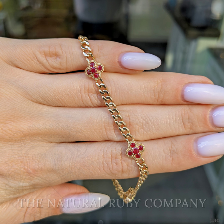 0.25 Ct.Tw. Ruby Ruby Accent Stones Bracelet, 14K Yellow Gold